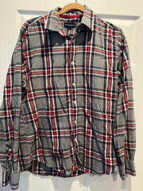 Jack Maverick Gray, Black & Red Plaid Button-Down Shirt